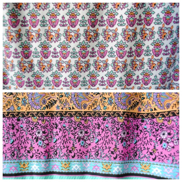 NWOT Beige by eci Boho Cold Shoulder Paisley Dress - Picture 3 of 8